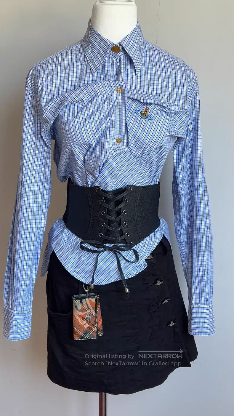 Vivienne Westwood Vivienne Westwood 90s Blue and White Plaid Shirt Size M / US 6-8 / IT 42-44 - 1 Thumbnail