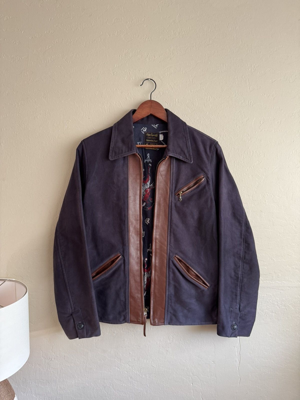 Sugar Cane Style Eyes & Co Leather Trim Sports Jacket Size US S / EU 44-46 / 1 - 1 Thumbnail