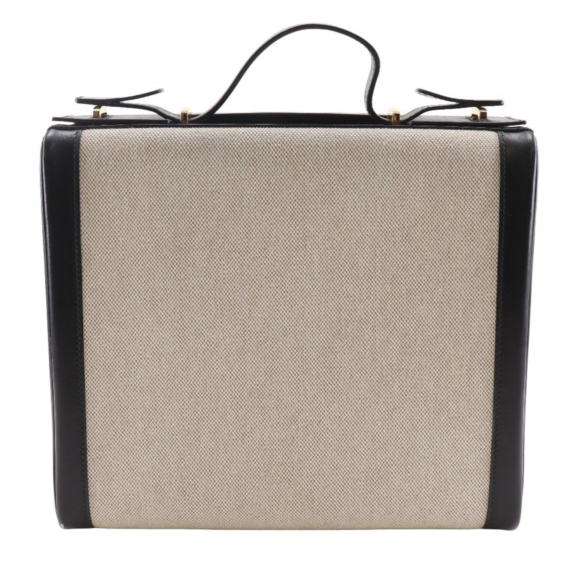 Hermes Hermes Hermès Vanity Handbag Travel Case in Calfskin, 1994, Black/Beige, with Belt Clasp, Unisex Size ONE SIZE - 1 Thumbnail