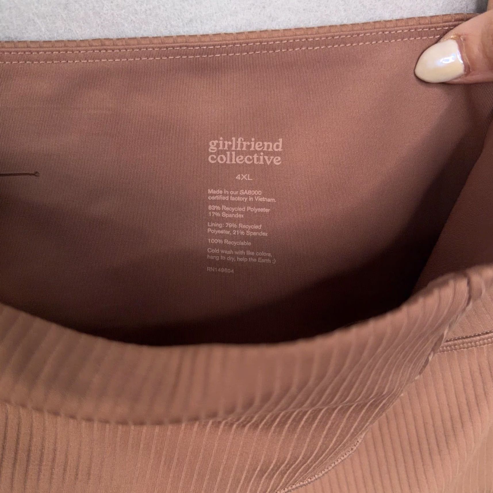 Girlfriend Collective Girlfriend Collective Leggings Womens 4XL Brown Ribbed High Rise Ankle Yoga Gym Size 40" / US 18 - 4 Thumbnail