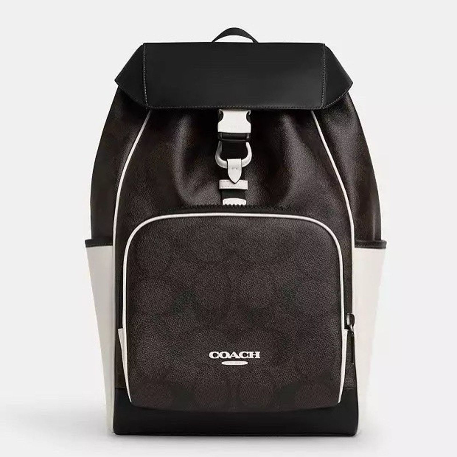 Coach NWT COACH CY775 Racer Backpack Blocked Leather Walnut Chalk Size ONE SIZE - 7 Thumbnail