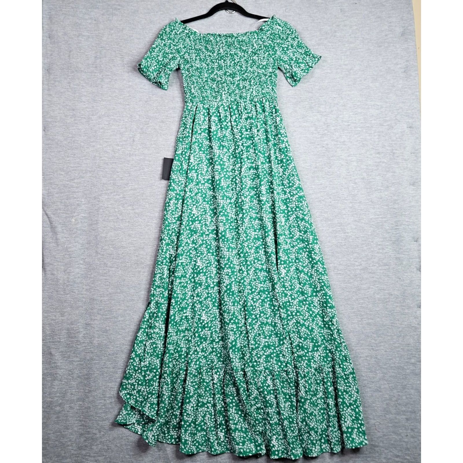 Lulus Lulu's Women's Fleurtation Green Floral Off The Shoulder Midi Dress S NEW Size S / US 4 / IT 40 - 3 Thumbnail