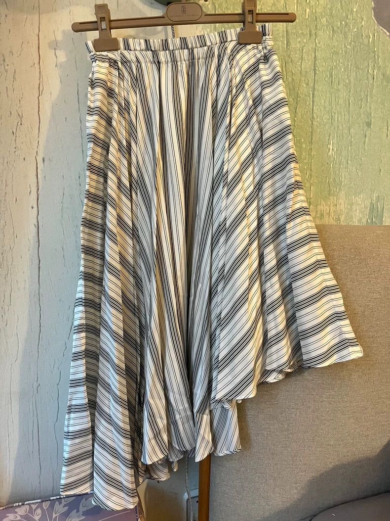 Brunello Cucinelli Brunello Cucinelli Silk Striped Skirt - dmc Size US 38 / EU 54 - 1 Thumbnail