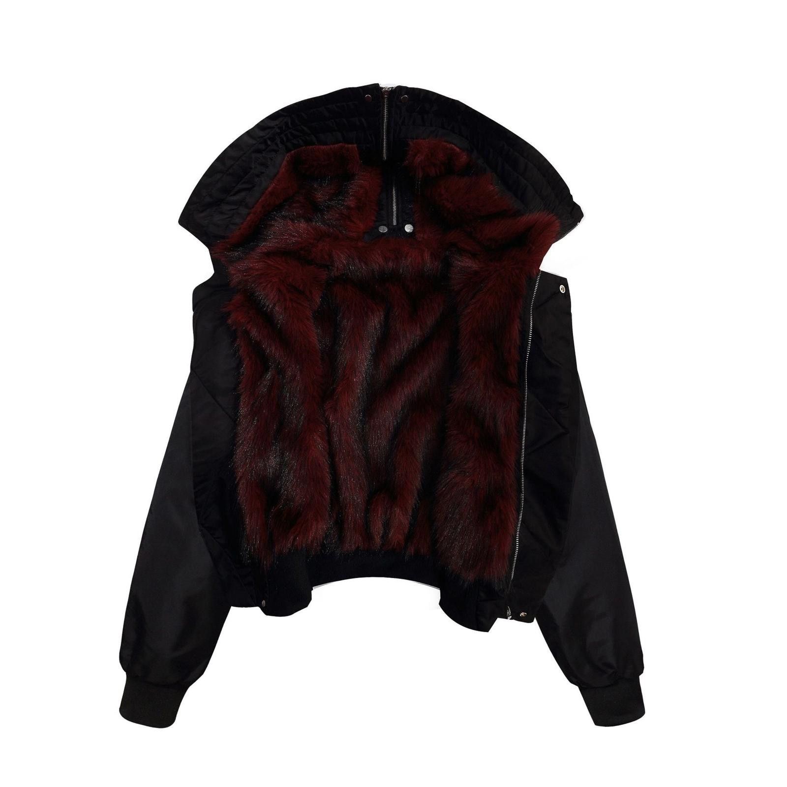 Japanese Brand Burgundy Cropped Puffer Jacket with Faux Fur Collar Size M / US 6-8 / IT 42-44 - 7 Thumbnail