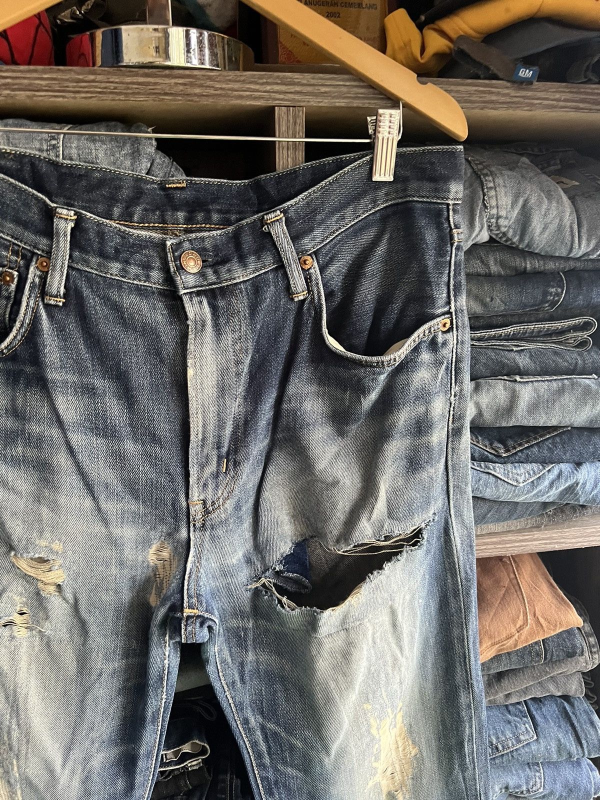 Edwin 🔥Made in Japan Edwin Distressed Denim Size US 35 - 11 Thumbnail