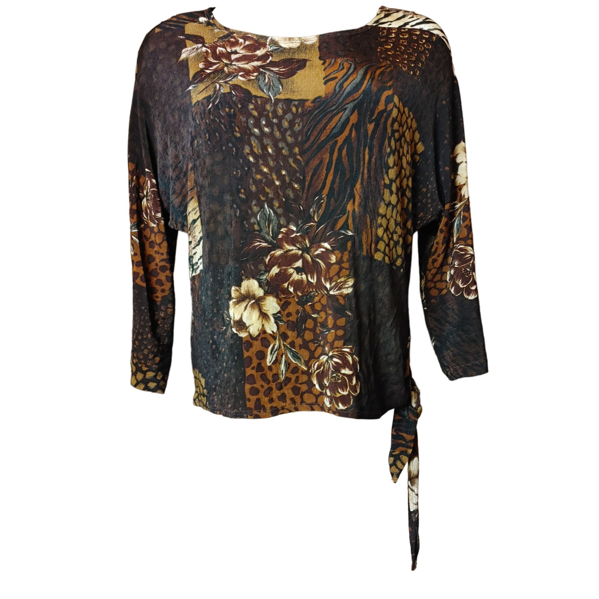 Other MIRASOL Womens L Brown Multi Animal Print Floral Side Tie Lo Size L / US 10 / IT 46 - 1 Thumbnail