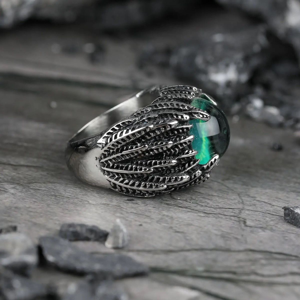 Jewelry Feather Evil Eye Ring Size ONE SIZE - 3 Thumbnail