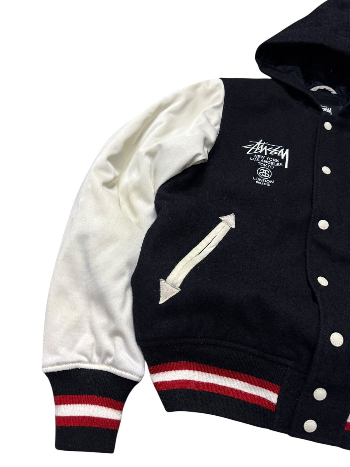 Stussy Vintage Stussy International Sign Hooded Wool Varsity Jacket Size US S / EU 44-46 / 1 - 5 Thumbnail