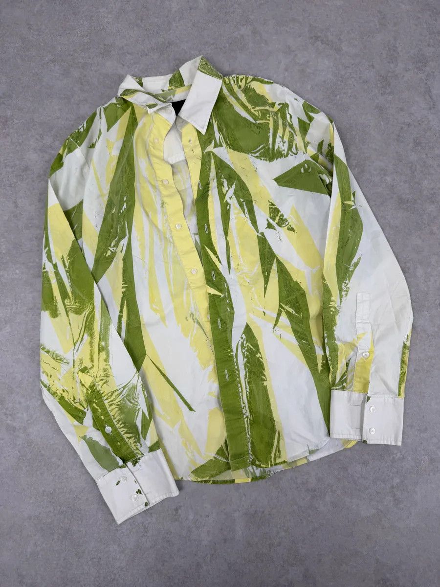 2000s Cavalli Overprint Green White Shirt