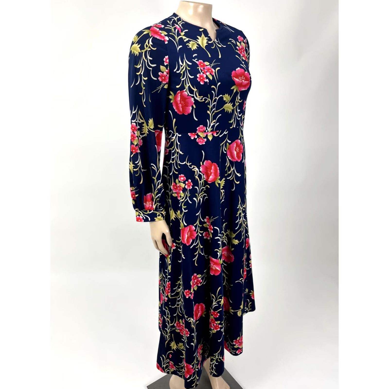 Vintage Vintage Unbranded Dress Women's 70's Party Floral Navy Long Sleeve J3-14 Size 4XL / US 24-26 - 6 Thumbnail