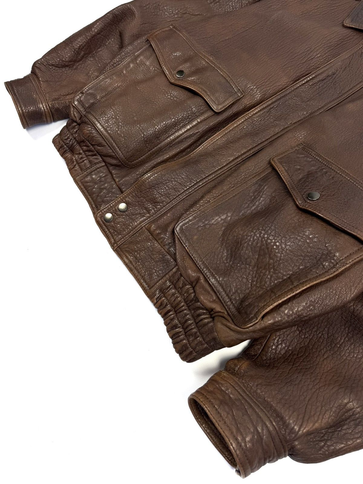 Japanese Brand St Michael Vintage Leather Aviation Bomber Jacket Japanese Size US L / EU 52-54 / 3 - 19 Thumbnail