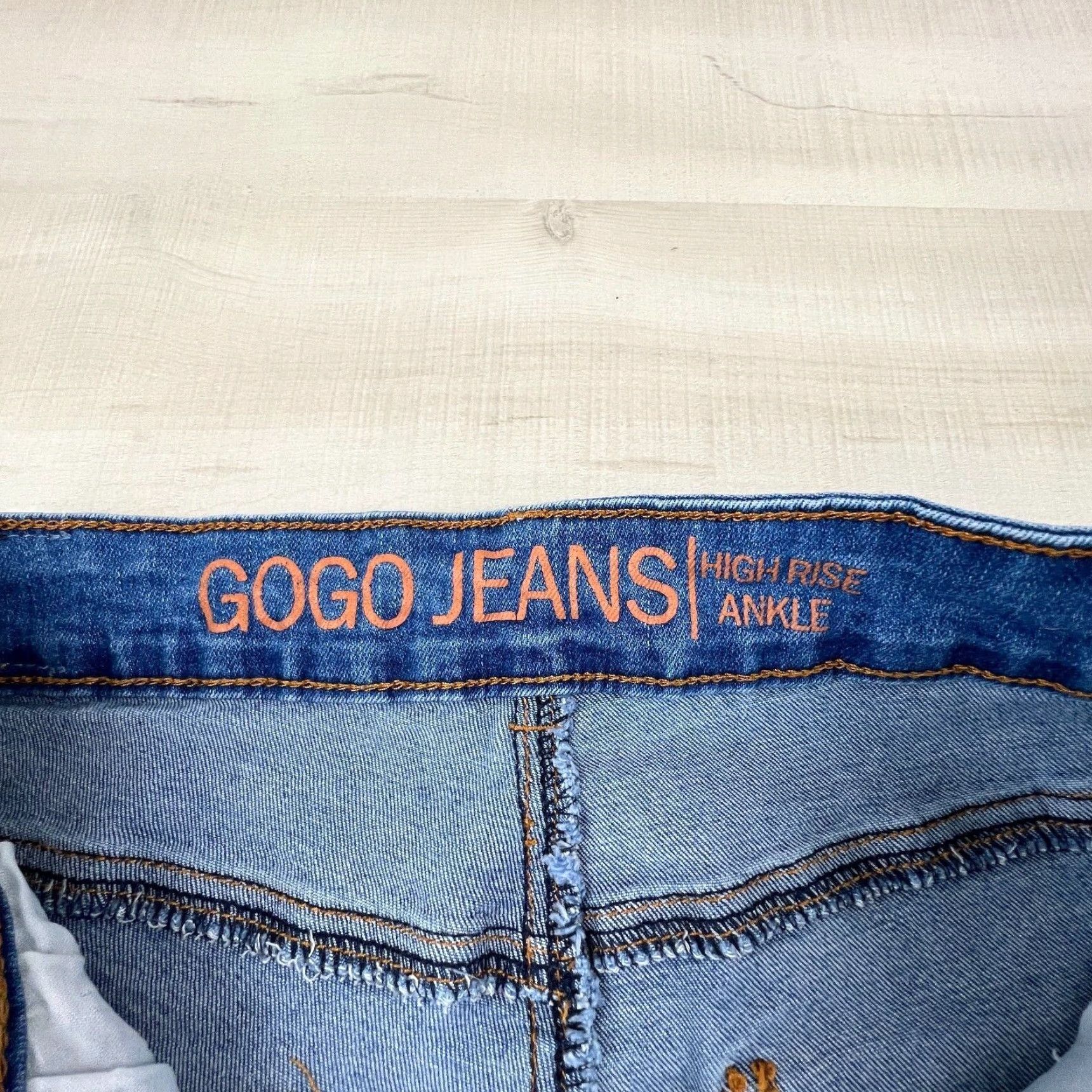 Vintage Gogo Women's Junior 5 Blue Distressed Skinny Jeans Ankle High Rise Denim Size 27" / US 4 / IT 40 - 4 Thumbnail