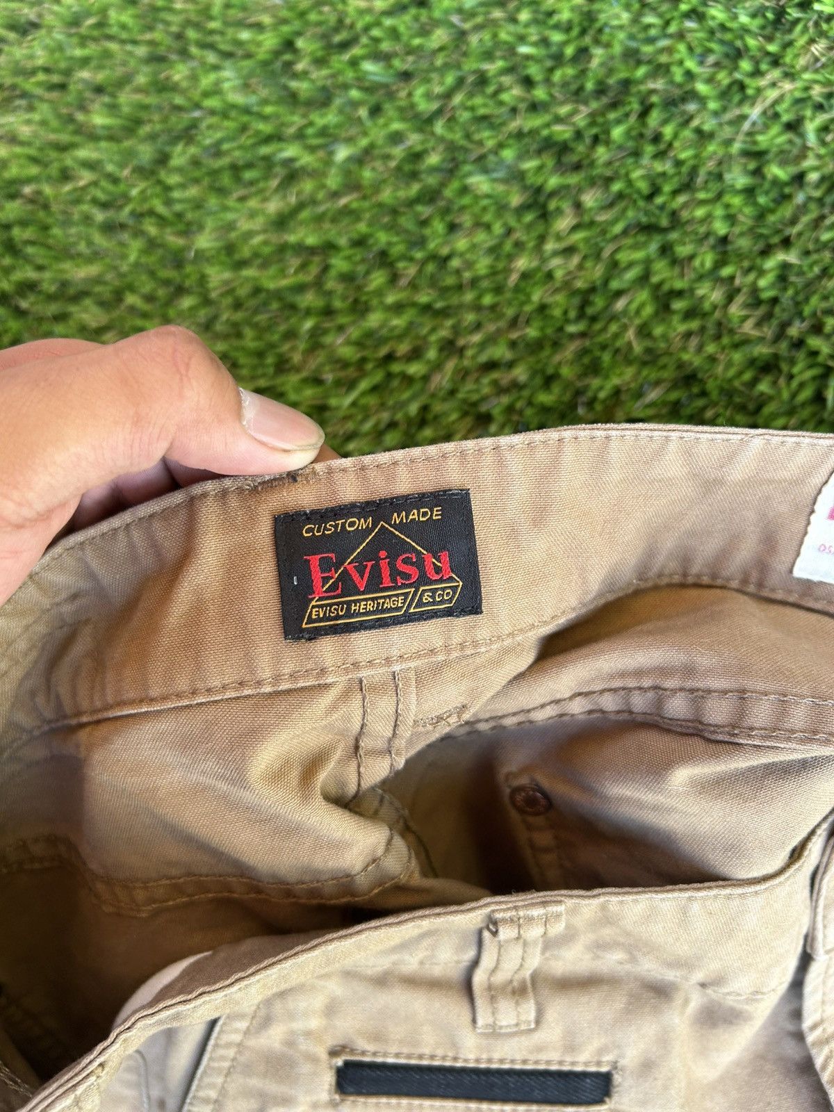 Evisu Evisu Evergreen Seagull Embroidered Work Khaki Pants Size US 29 - 6 Thumbnail