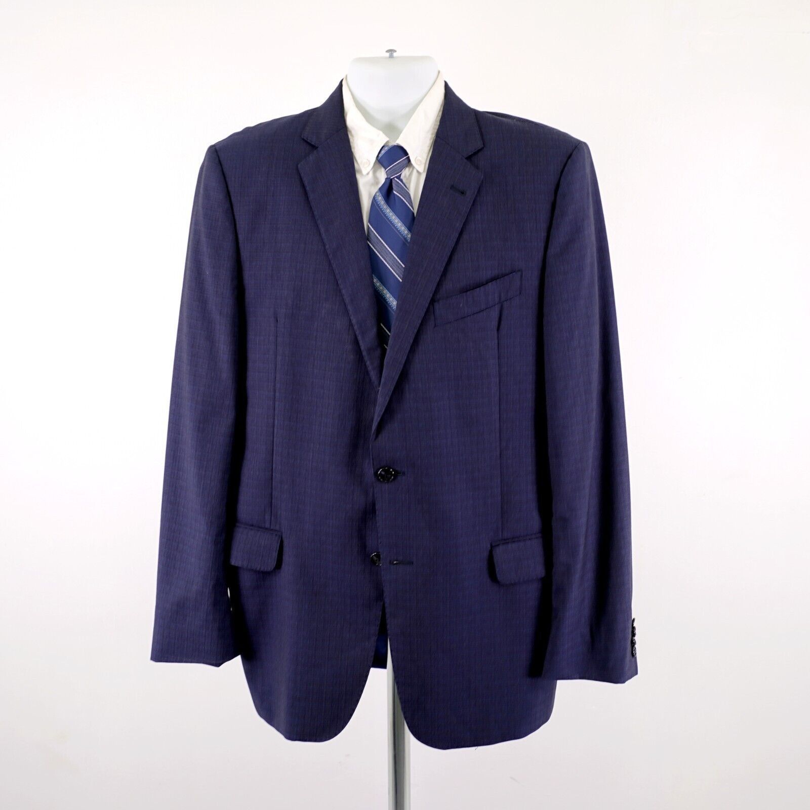 Joseph Abboud Joseph Abboud Reda Super 110s Wool Blue Check 40R 2 Button S Size 40R - 4 Thumbnail