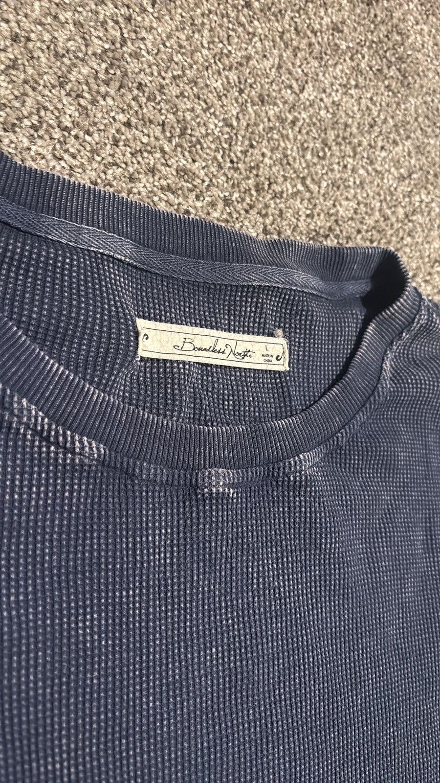 Other Vintage Washed Navy Blue Boundless North Waffle Longsleeve Size US L / EU 52-54 / 3 - 3 Thumbnail