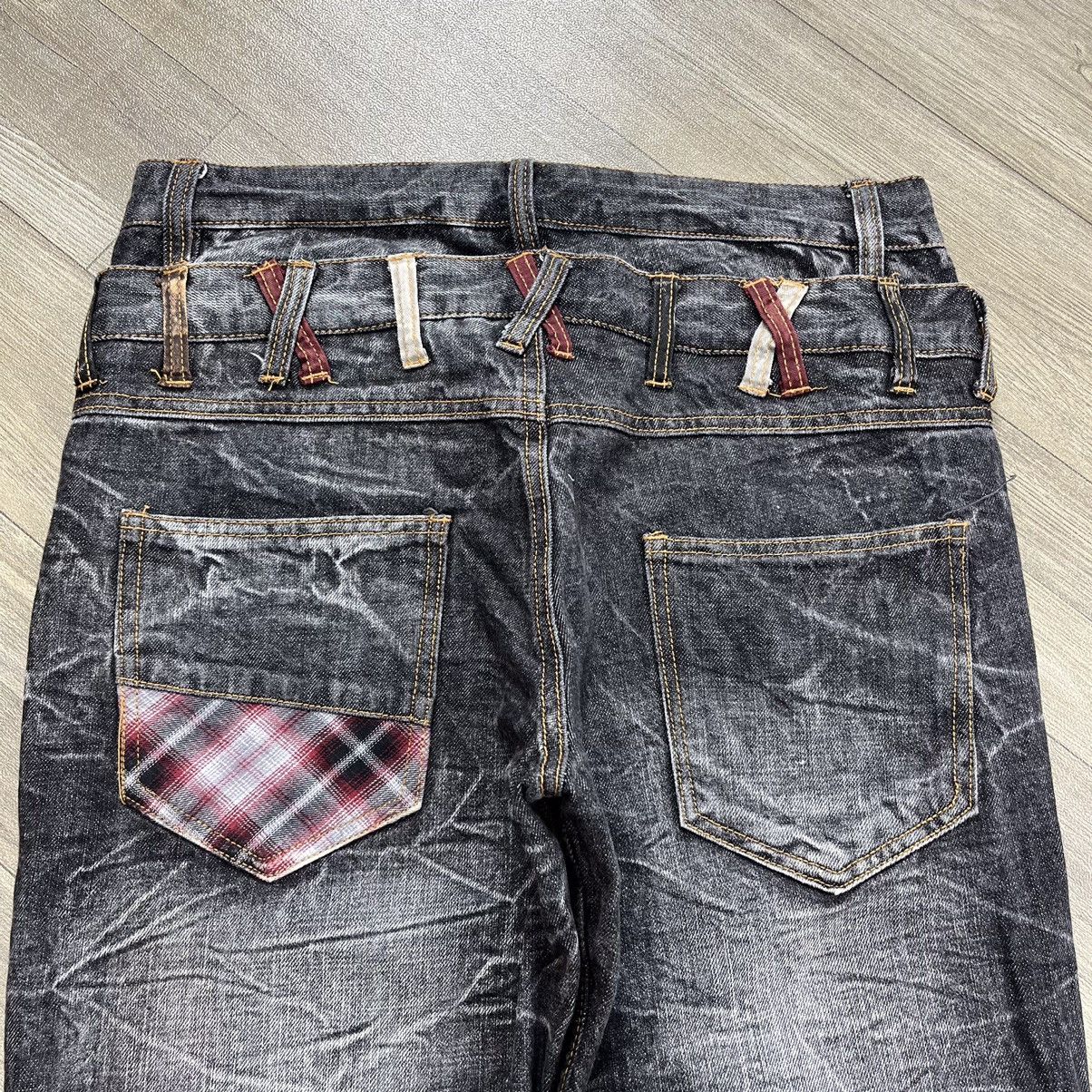 Japanese Brand Destroyed Y2K Barcedos Double Waist Lightning Design Jeans Size US 31 - 8 Thumbnail