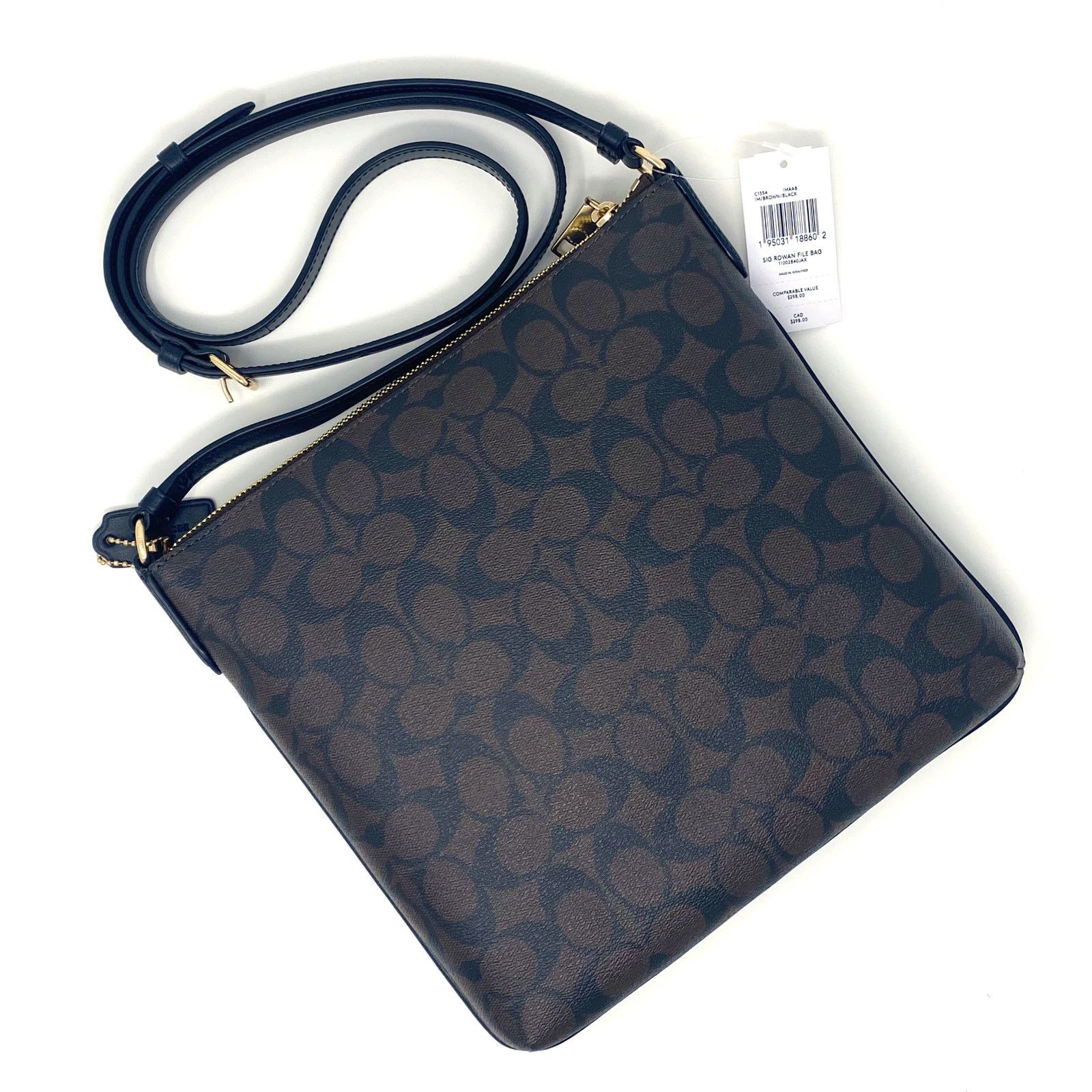 Coach Coach Rowan File Bag in Signature Canvas Brown Black C1554 Size ONE SIZE - 3 Thumbnail