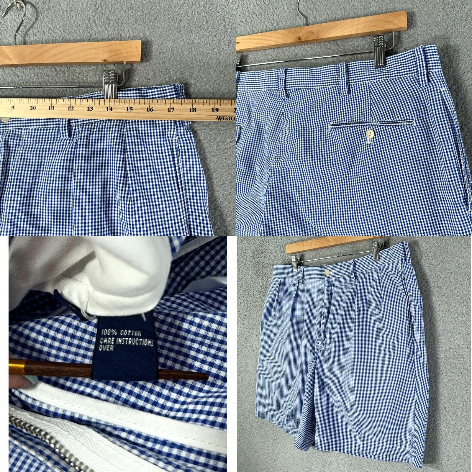 Polo Ralph Lauren Polo Ralph Lauren Vintage Bermuda Shorts Mens 36 Blue Pleated Golf Seersucker Check 9” Shorts Size US S / EU 44-46 / 1 - 8 Thumbnail