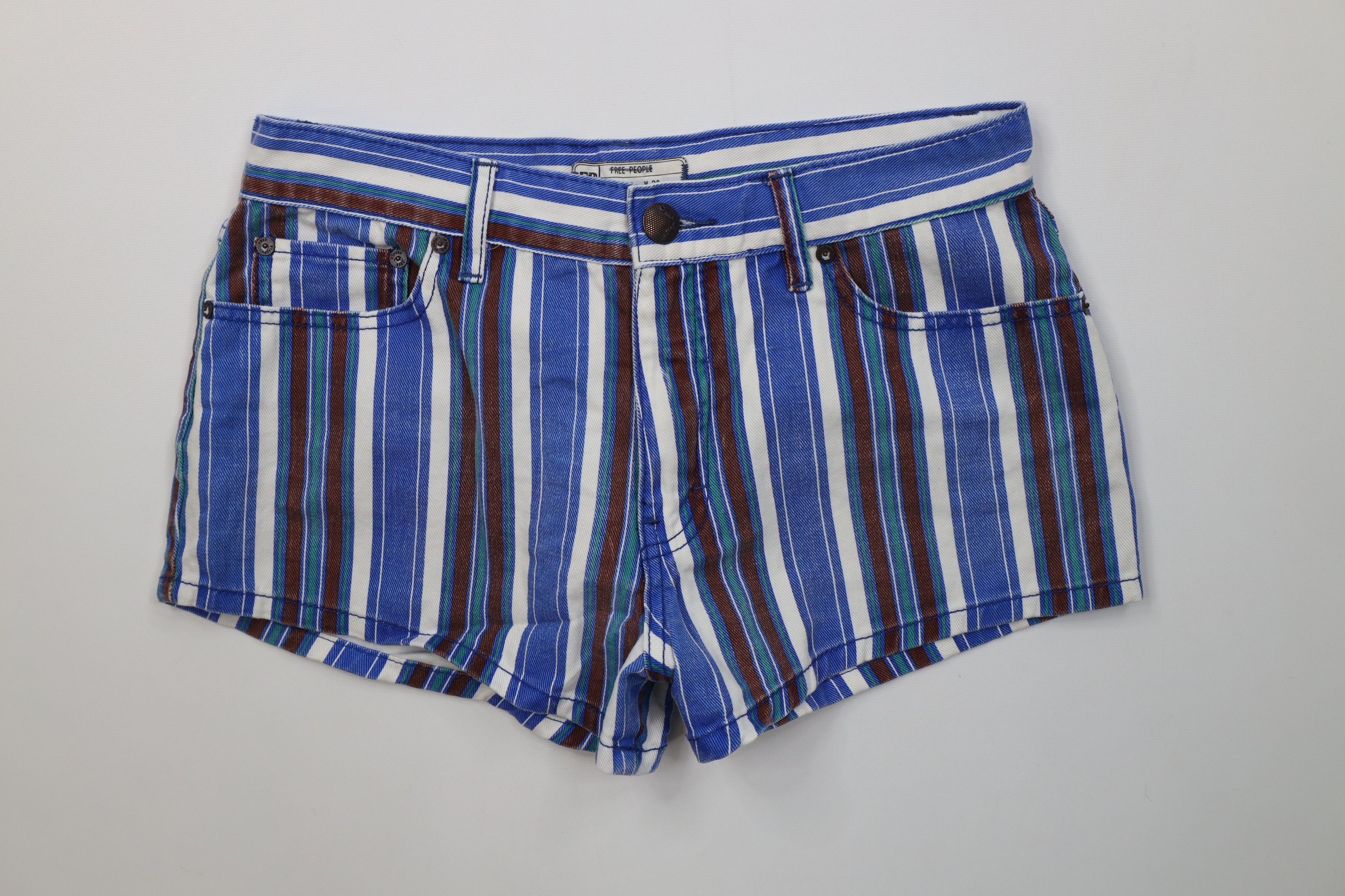 Free People Free People Color Block Denim Jean Shorts Jorts Cotton Size 28" / US 6 / IT 42 - 1 Thumbnail
