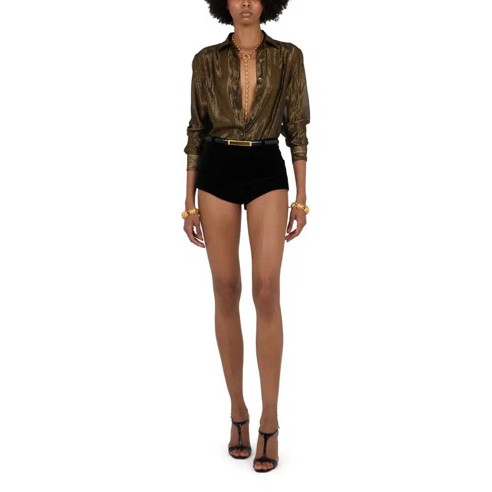 Tom Ford o1loc1c0725 CA3255 Lurex Micro Stripe Silk Chiffon Shirt Size XXS / US 00 / IT 34 - 2 Thumbnail