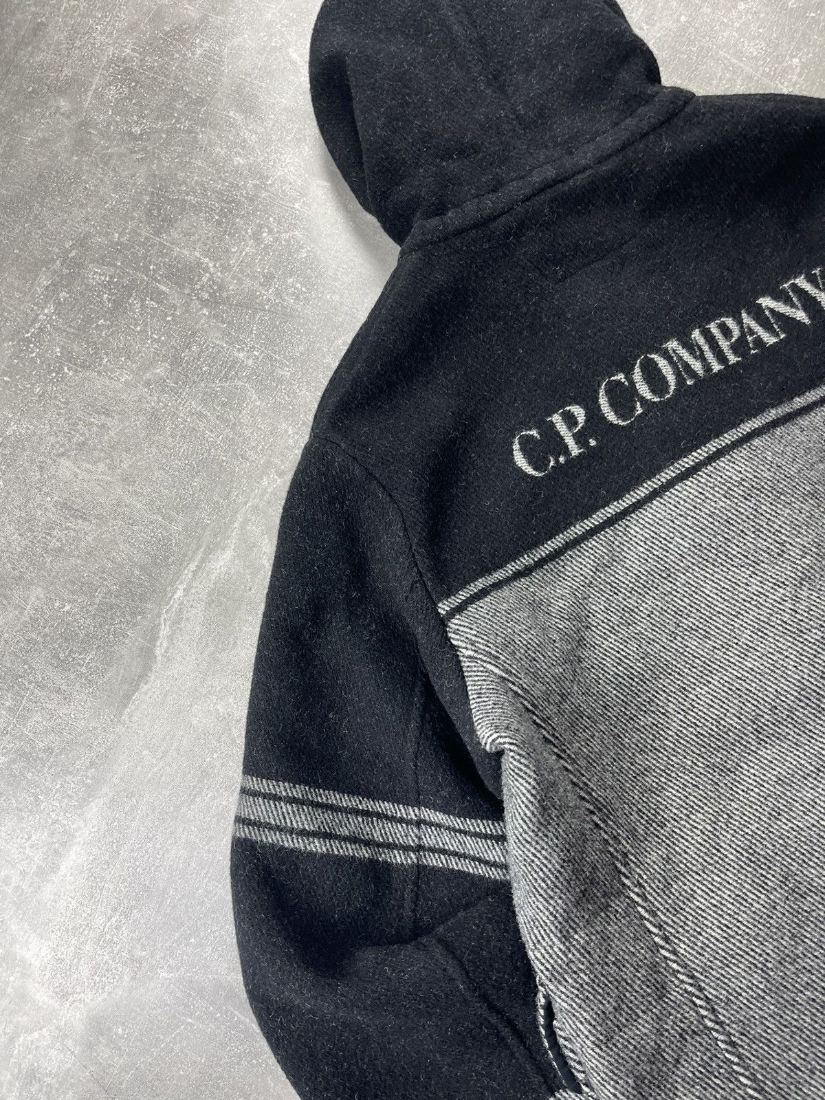 C.P. Company C.P. Company Wool C.P. Duffel Hooded Coat Black Grey Stripe Size US L / EU 52-54 / 3 - 5 Thumbnail