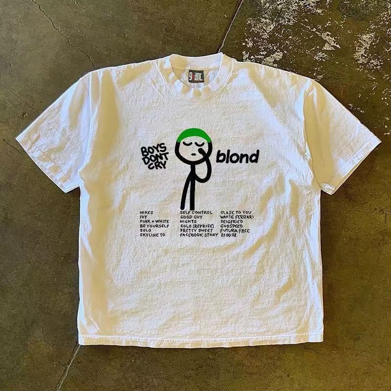 Japanese Brand × Vintage White casual retro boy crying print t-shirt Size US L / EU 52-54 / 3 - 1 Thumbnail