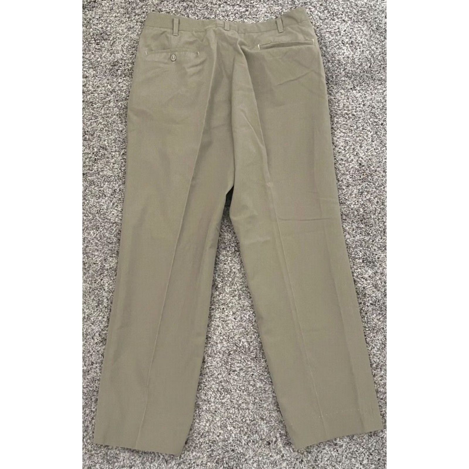 Vintage Tan Khaki Pleated Uniform Pants Men's 33 x 27 Front Belt Loops Pockets Size US 33 - 3 Thumbnail
