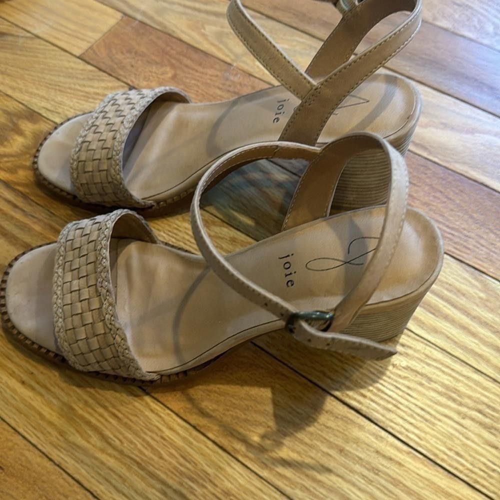 Kim Jones Joie Beige Block Heels Size 8.5 Adjustable Buckle Strap Size US 8.5 / IT 38.5 - 3 Thumbnail