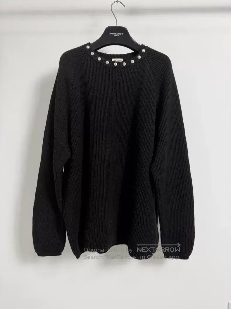 Saint Laurent Paris Saint Laurent Paris Studded Round Neck Black Knit Sweater Size US M / EU 48-50 / 2 - 1 Thumbnail
