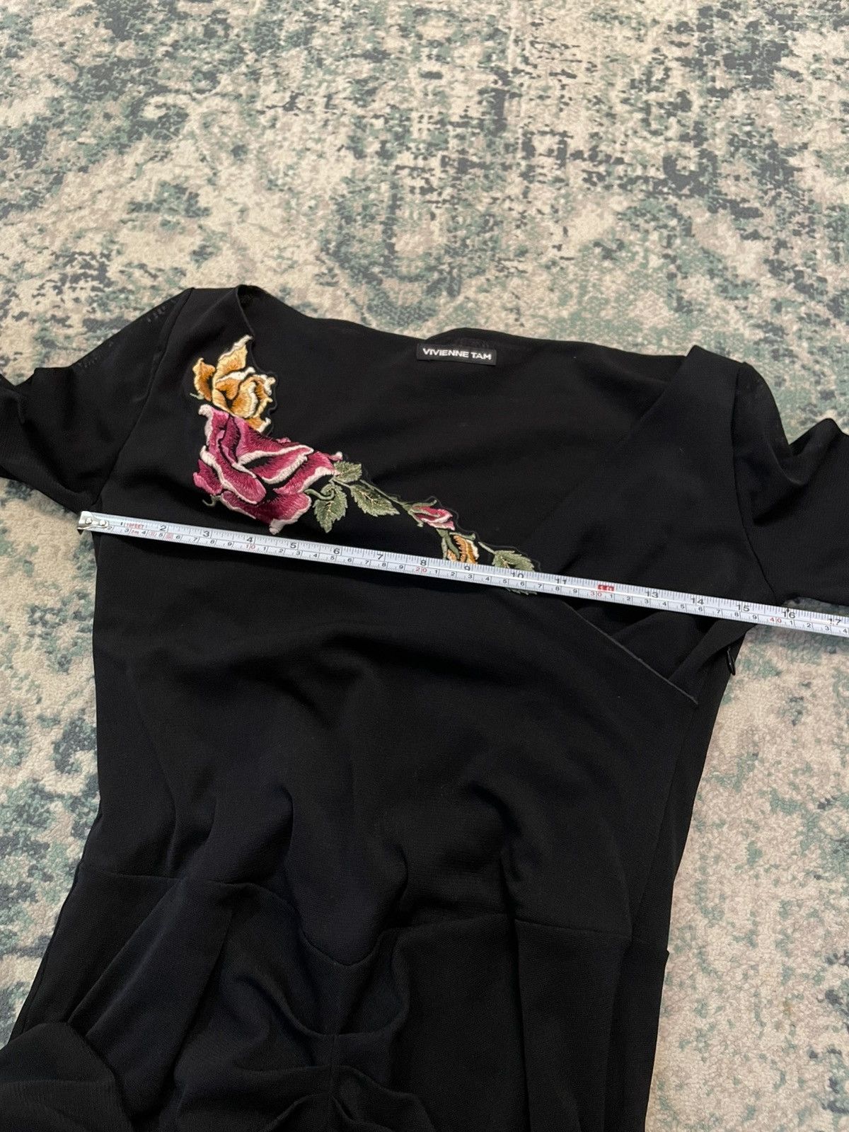 Vivienne Tam SS98 Vivienne Tam Flower Embroidery Layered Black Dress Size XS / US 0-2 / IT 36-38 - 13 Thumbnail