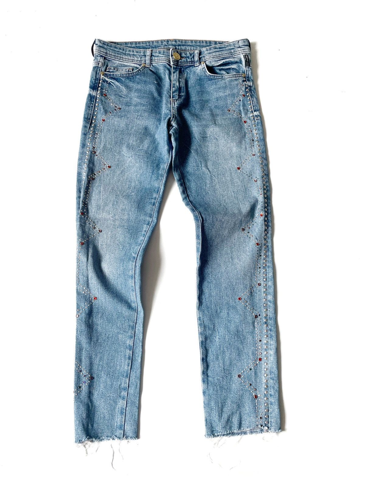Versace Jeans Couture Versace Blue Women Jeans Mom Fit With Rhinestone Size 30/L Size 28" / US 6 / IT 42 - 1 Thumbnail