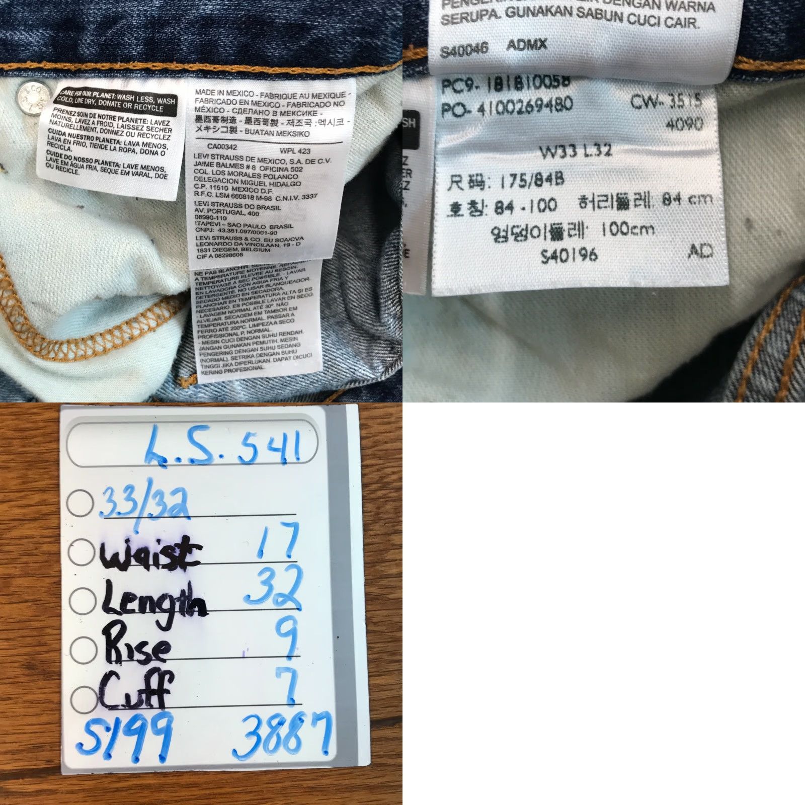 Levi's Levi's 541 Jeans Skinny Men Regular 33X32 Blue Denim Stretch 5-Pocket Belt Loops Mid Wash 32 in inseam Size US 32 / EU 48 - 8 Thumbnail