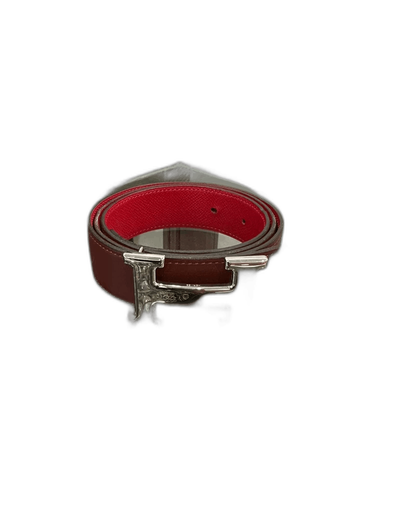 Hermes Hermes Red and Burgundy 3cm Women's Belt 85cm Size ONE SIZE - 1 Thumbnail