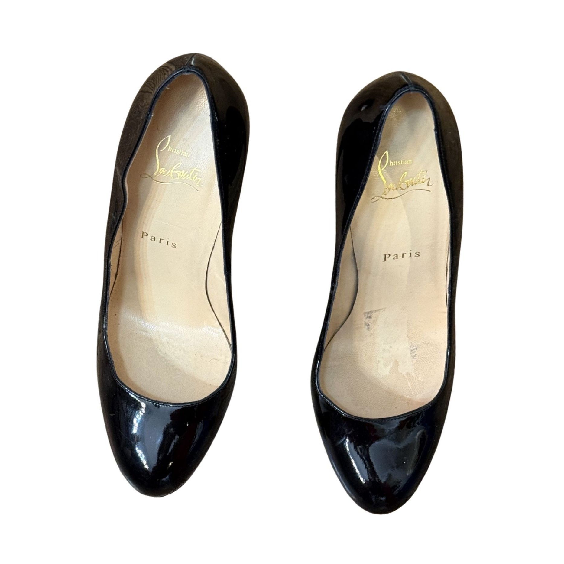 Christian Louboutin Christian Louboutin Black Patent Leather Bianca Pumps EUC $9 Size US 9 / IT 39 - 4 Thumbnail
