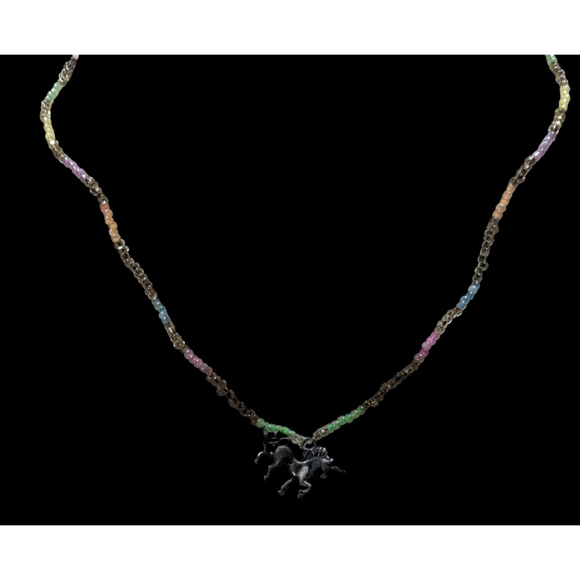 Handmade Handmade Pastel Glass Beaded Unicorn Pendant Necklace Size ONE SIZE - 4 Thumbnail
