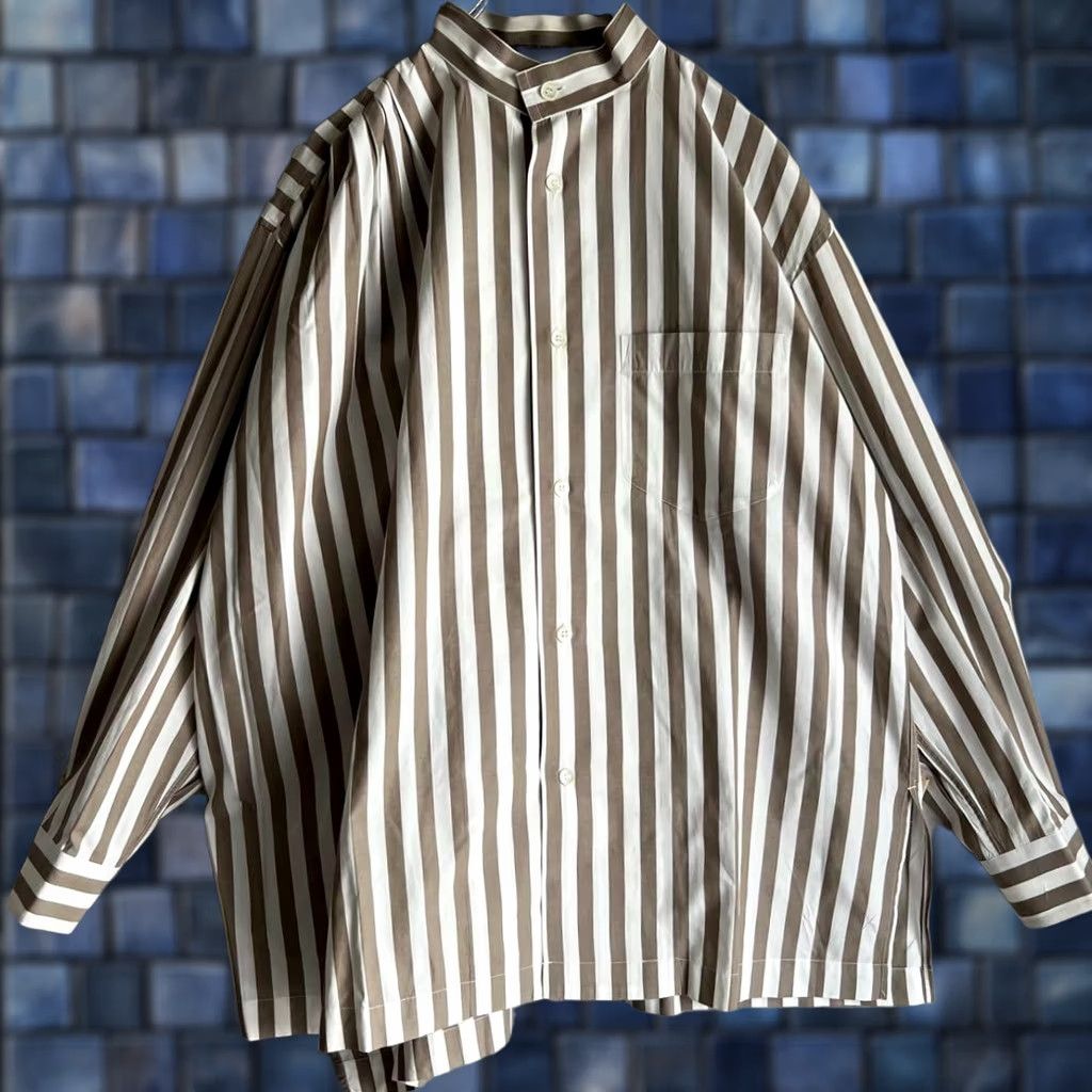 Issey Miyake VINTAGE ISSEY MIYAKE Shirt Mens M White Beige Band-collar Asymmetric Button-Up 80's Casual Size US M / EU 48-50 / 2 - 1 Thumbnail