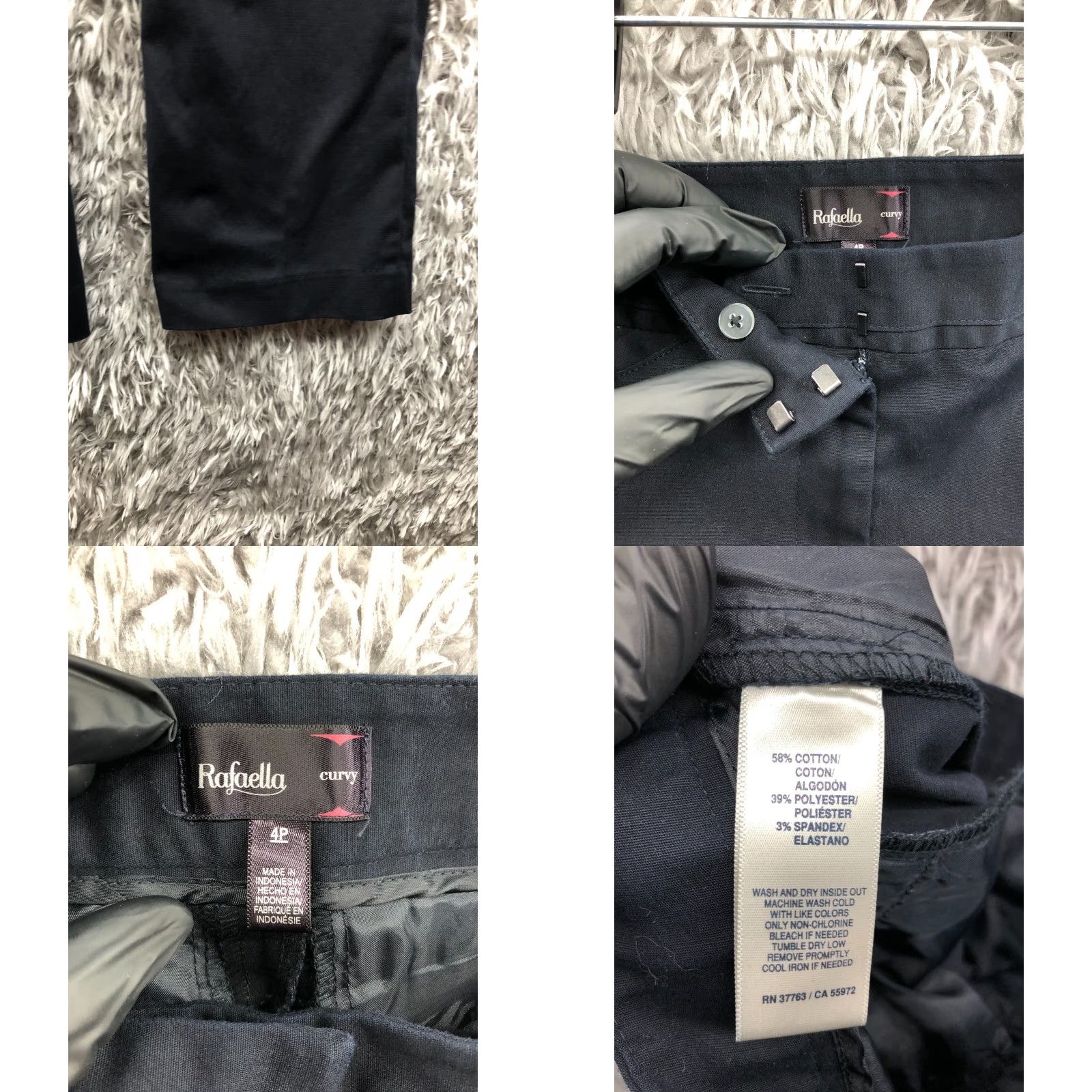 Vintage Rafaella Curvy Straight Pants 4P Petite Womens Mid Rise Black Hook Eye Size 27" / US 4 / IT 40 - 8 Thumbnail