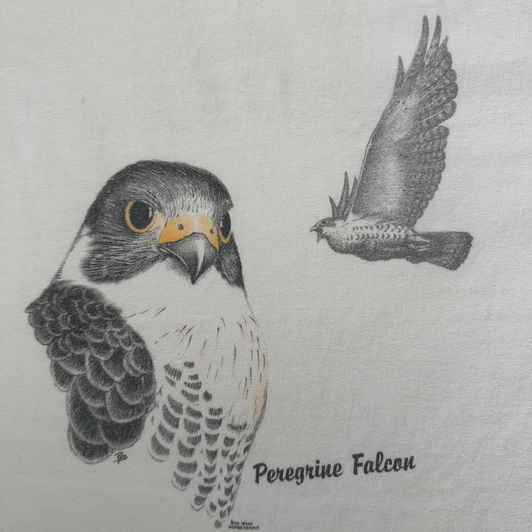 Hanes Vintage 90s Nature Animal T-Shirt Peregrine Falcon Bird Tee Size US XL / EU 56 / 4 - 2 Thumbnail