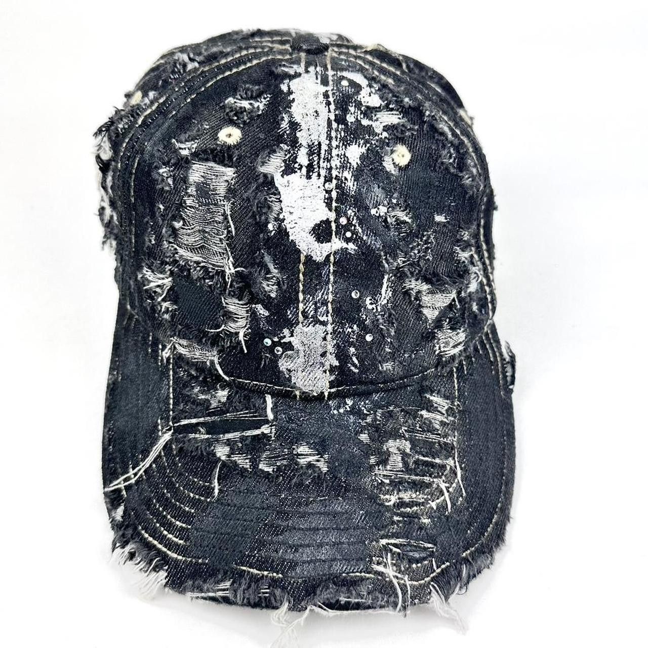 Other ASTROBOI* 'Neo' Black Distressed Denim Rhinestone Hat Size ONE SIZE - 1 Thumbnail