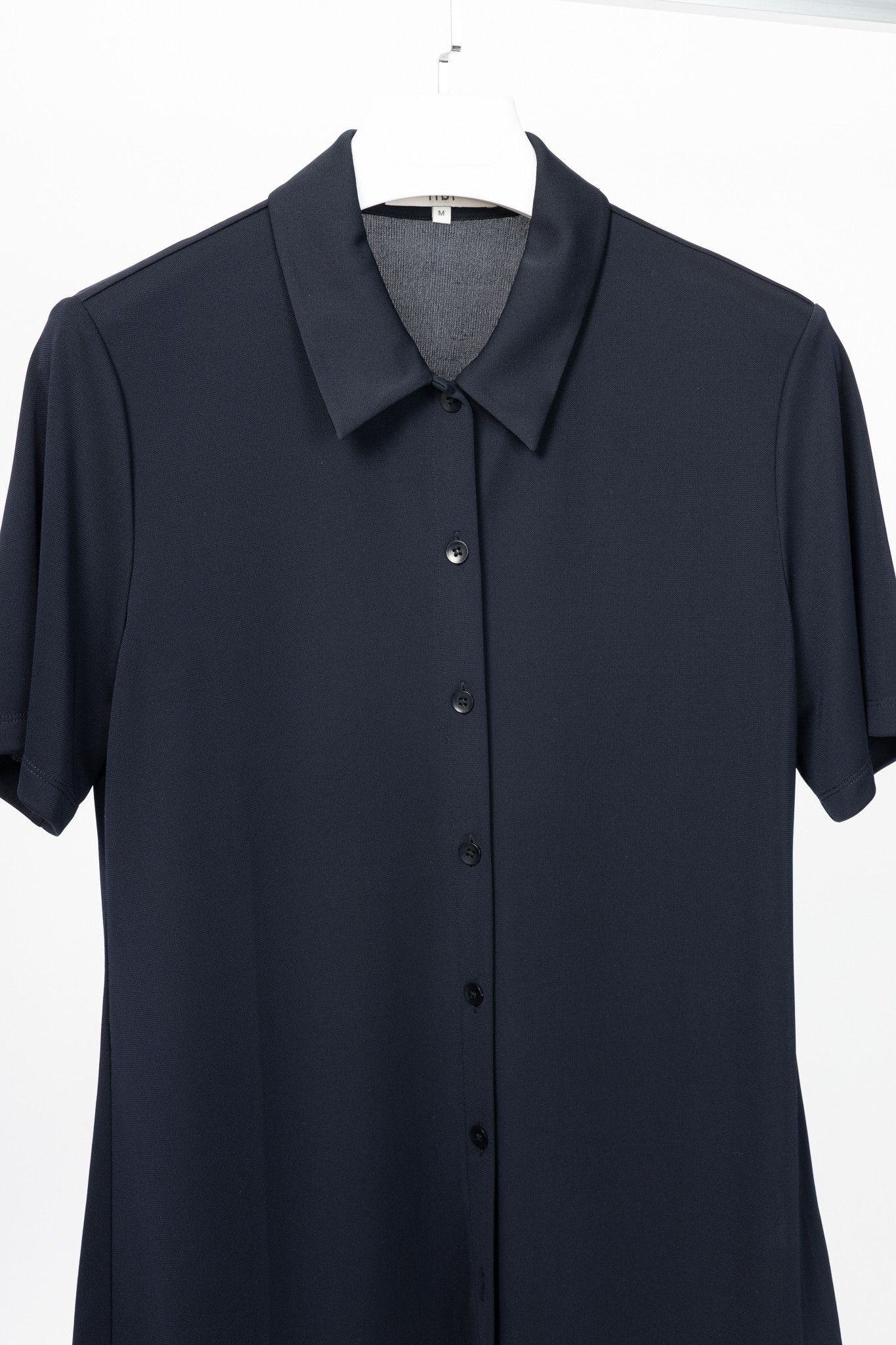 Tibi Tibi Navy Harlow Jersey Slim Short Sleeve Shirt Size M / US 6-8 / IT 42-44 - 3 Thumbnail