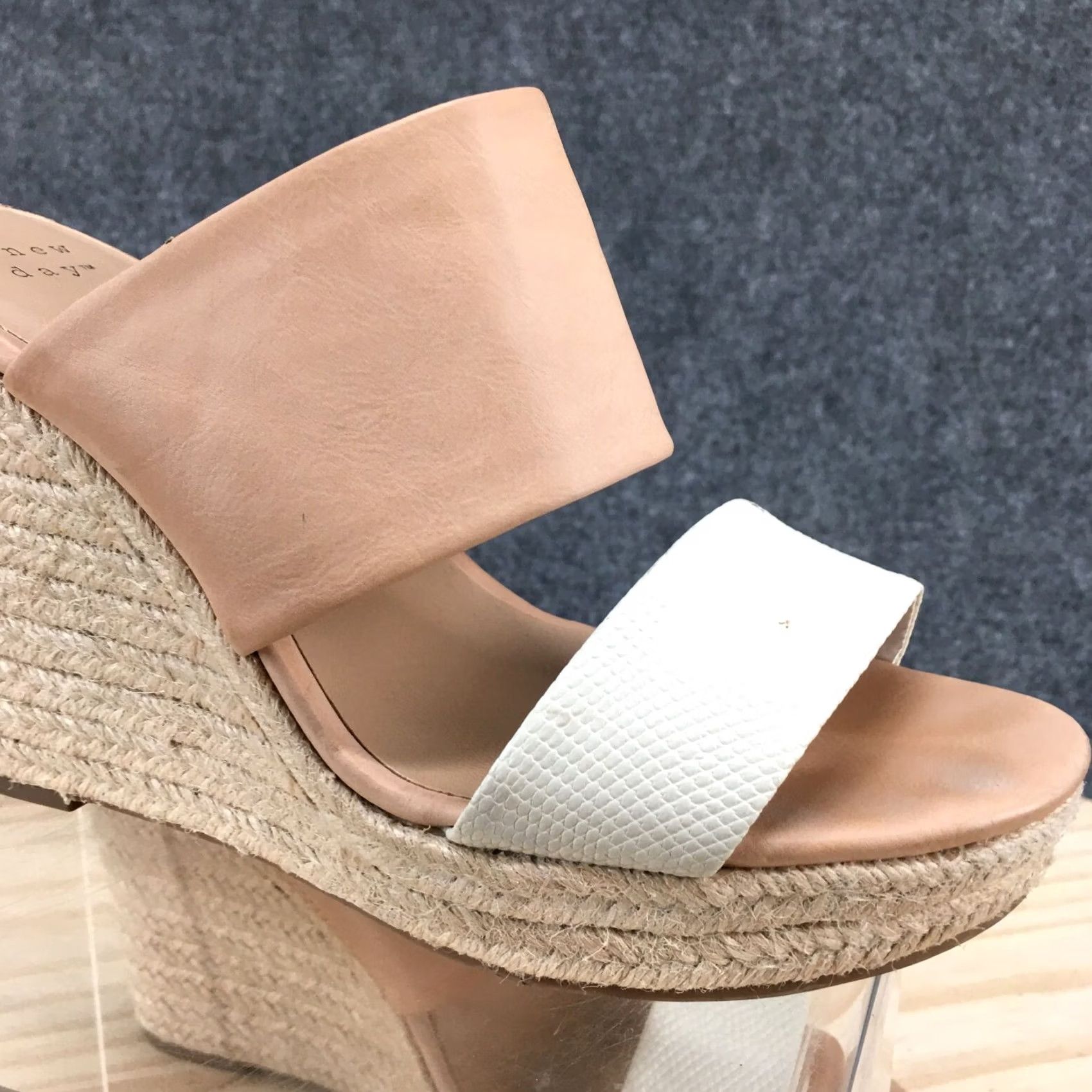 Vintage A New Day Sandals Womens 7.5 Adelina Espadrille Brown Faux Leather Wedge Heels Size US 8 / IT 38 - 5 Thumbnail