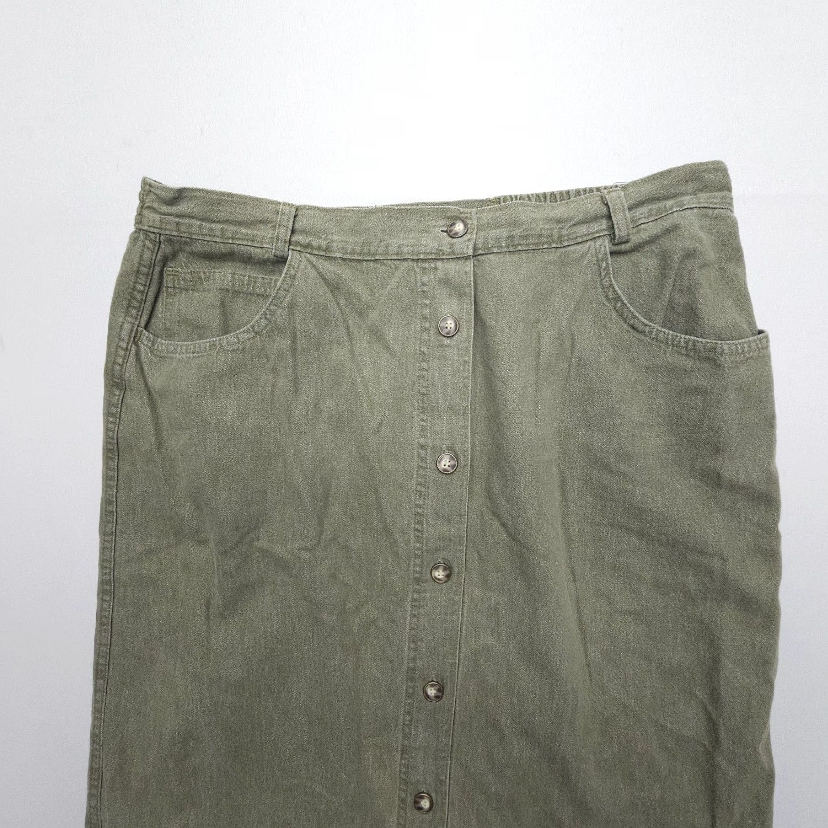 Vintage VINTAGE Woolrich Button Front Midi Skirt Size 18 Green United States Woolrich Women Skirt 80s 90s Casual Mens Womens Size 40" / US 18 - 3 Thumbnail