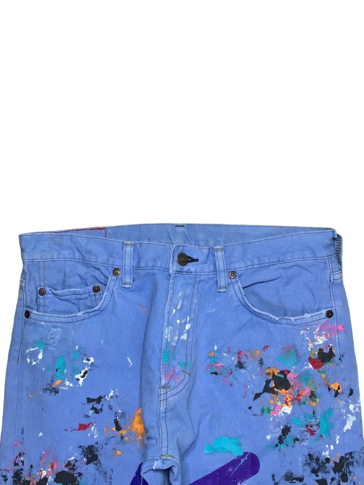 Japanese Brand Vintage Japanese Brand Blue Wash Paint Splatter Loose Jeans Size 31" - 4 Thumbnail