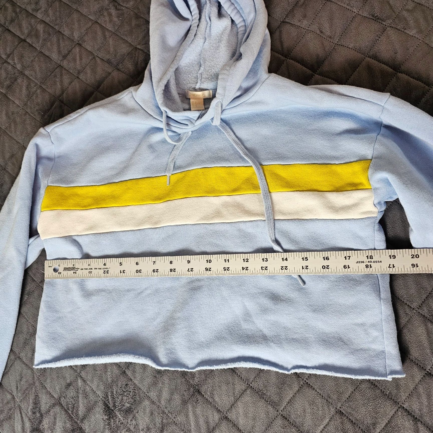 Forever 21 FOREVER 21 Cotton Blend Knit Pullover Hoodie Sweatshirt S Women Blue Yellow Stripe Casual Fall Winter Knit Style Waffle-Knit Size S / US 4 / IT 40 - 4 Thumbnail
