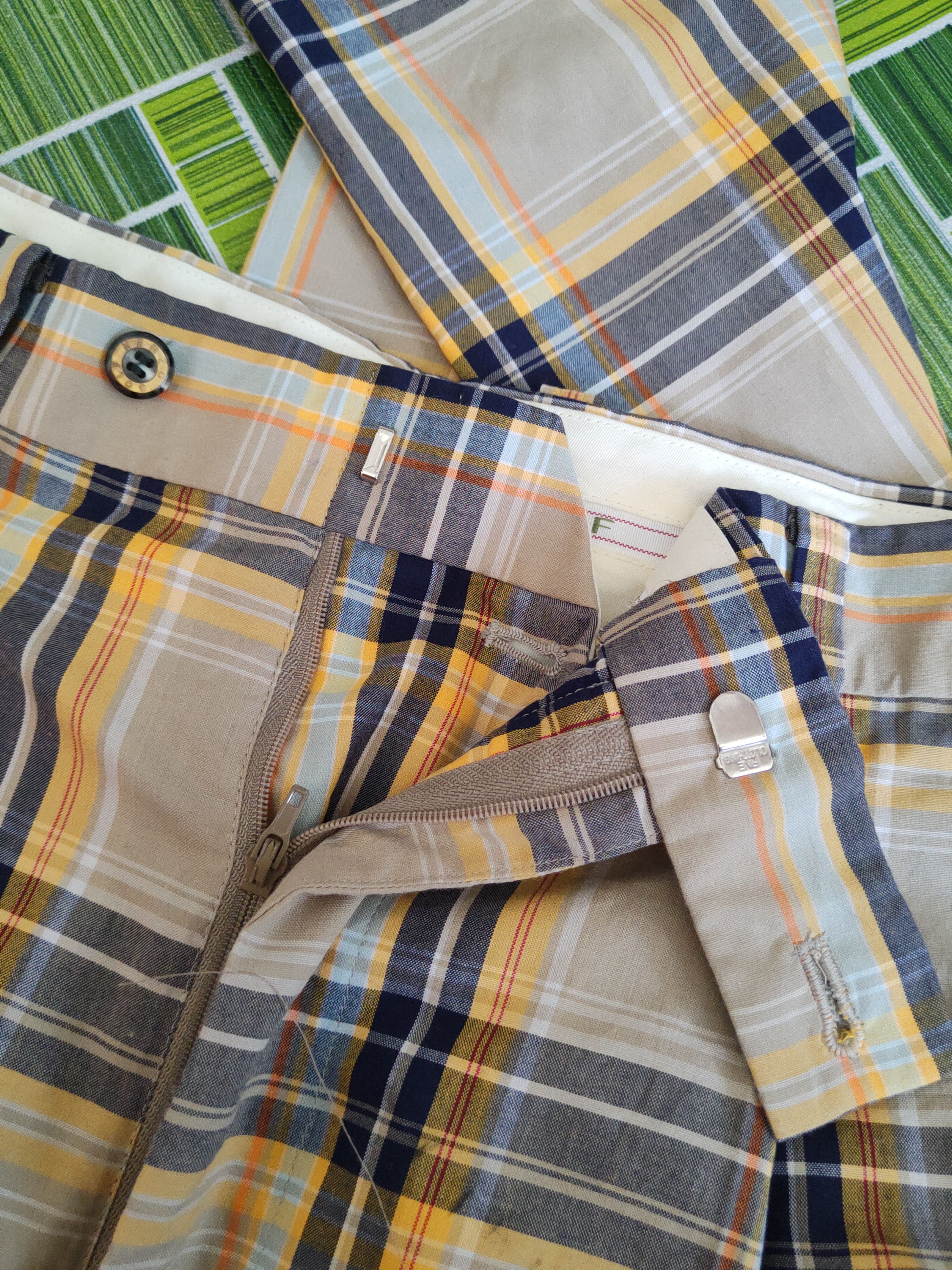 Kenzo Kenzo Golf Yellow Blue checkered Casual Pants #S1348 Size US 32 / EU 48 - 13 Thumbnail