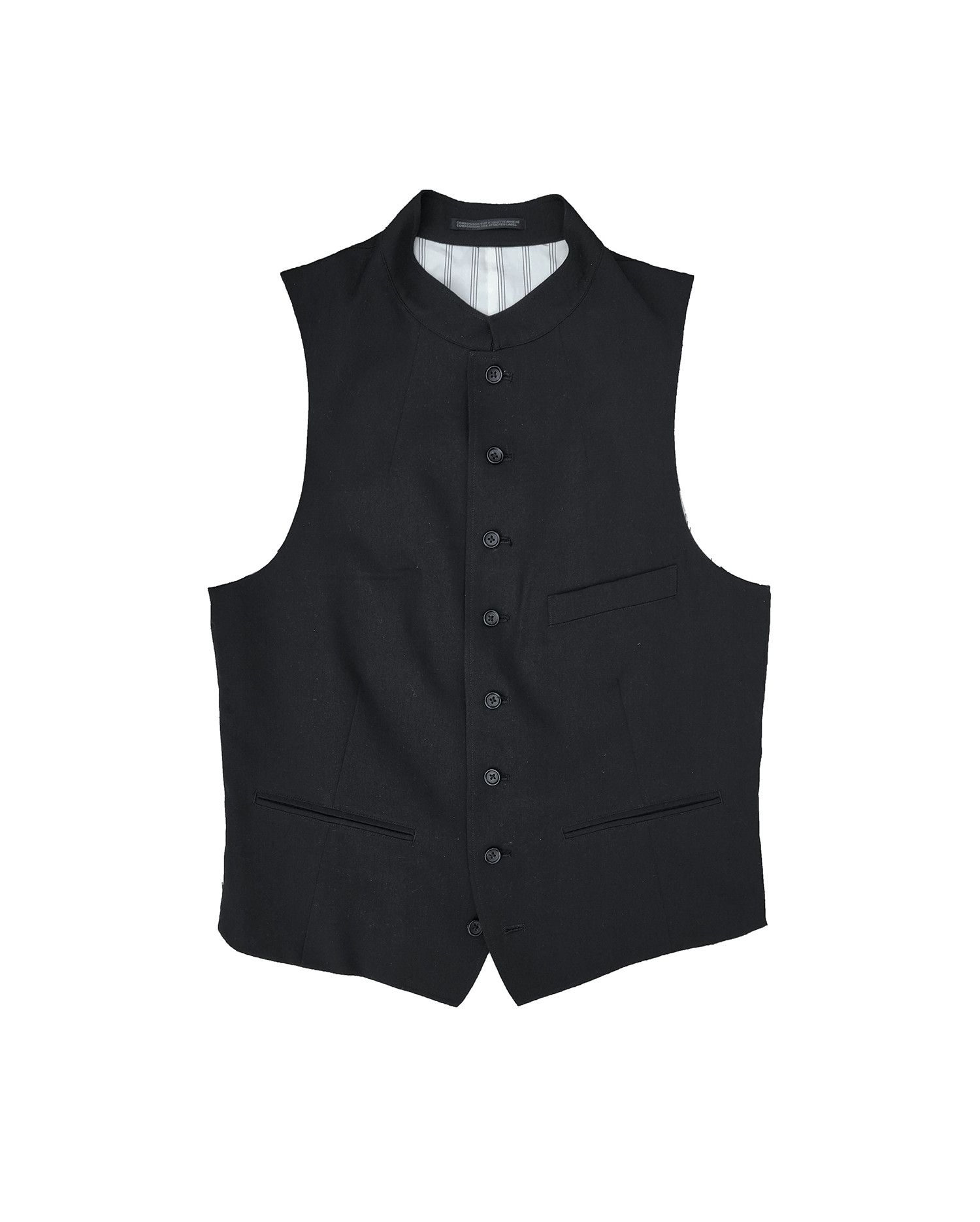 image of Yohji Yamamoto Pour Homme Y Stand Collar Vest in Black, Men's (Size Medium)