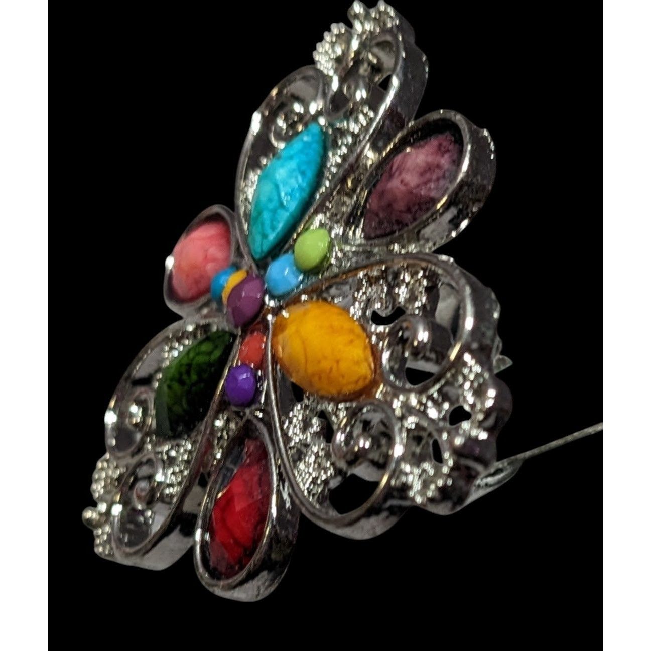 Other Rainbow Fairycore Floral Gemmed Statement Ring Adjustable Si Size ONE SIZE - 5 Thumbnail