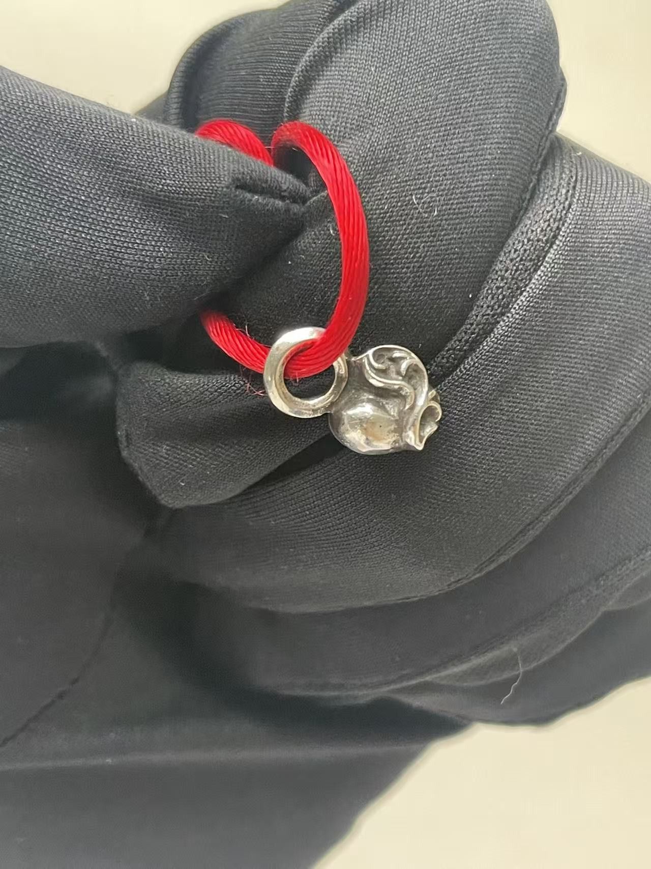 Chrome Hearts Chrome Hearts Silver Heart Vine Pendant Red String Bracelet Size ONE SIZE - 17 Thumbnail