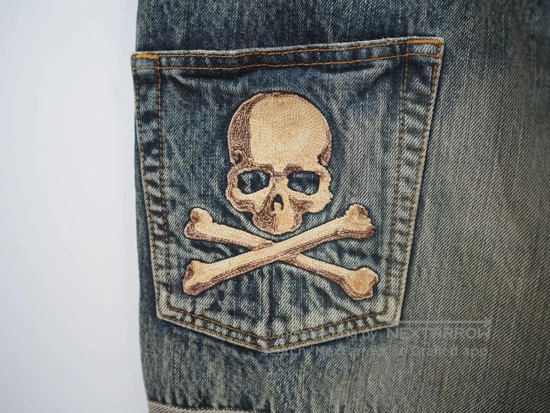 MMW blue denim jeans with gold detail. Size US 26 / EU 42 - 3 Thumbnail