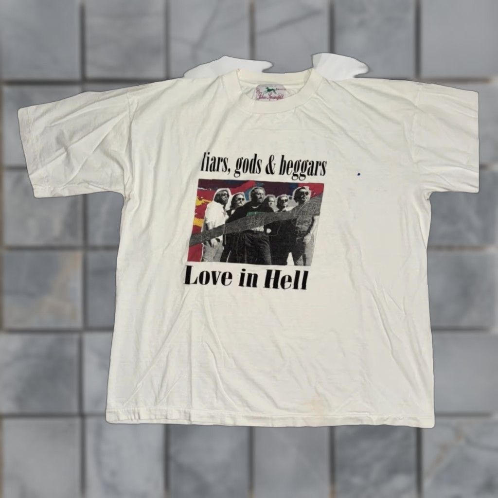 Springfield VINTAGE John Springfield T-Shirt Mens M White Liars, Gods & Beggars – Love in Hell Graphic Print 90s Theme Womens? Size US M / EU 48-50 / 2 - 1 Thumbnail